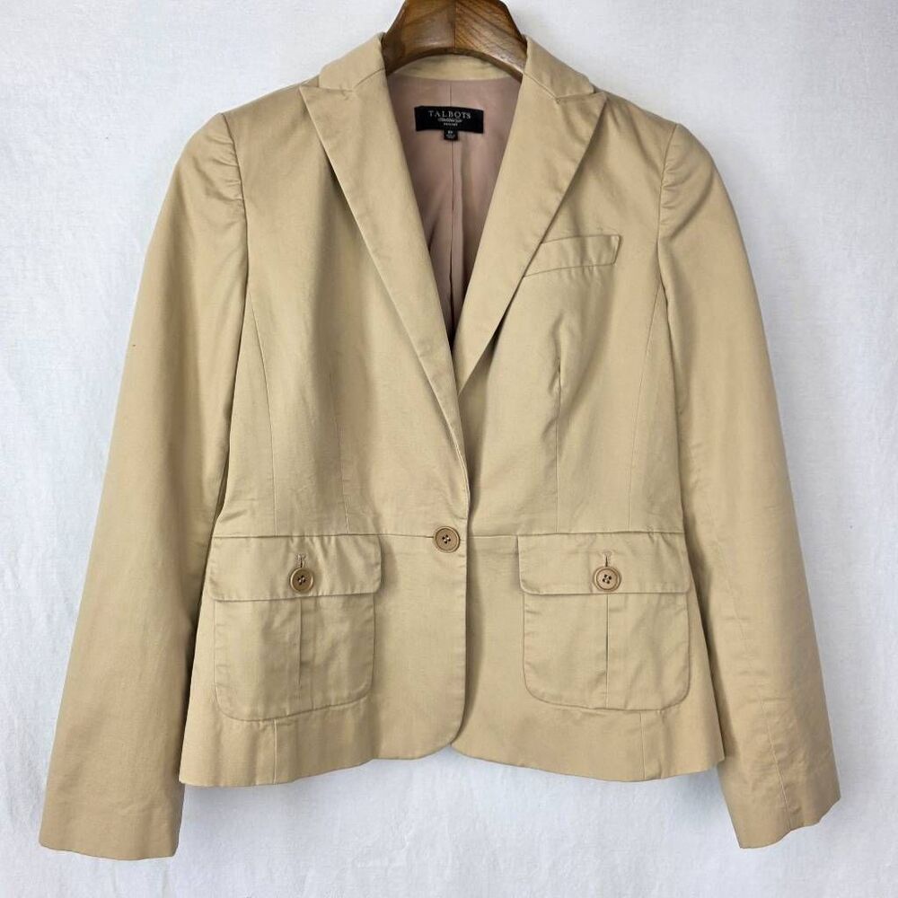 Talbots Petite Beige Blazer Jacket 8P Classic
